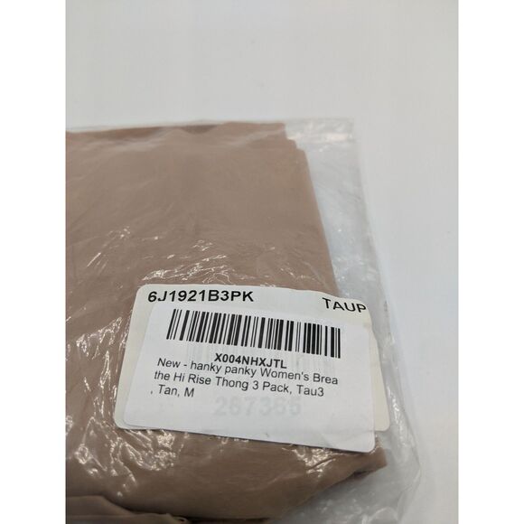 Hanky Panky Women's Breathe Hi Rise Thong 3 Pack, Tau3, Tan, M - New - Picture 5 of 5